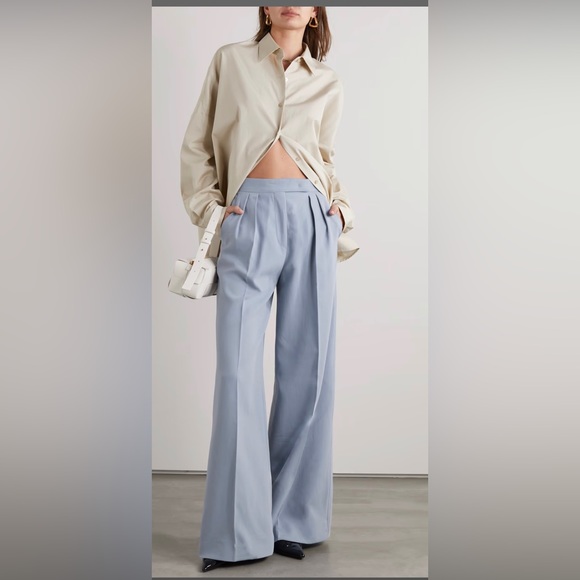 MAX MARA Mimma Wide Leg Pants in Light Blue - Picture 2 of 6